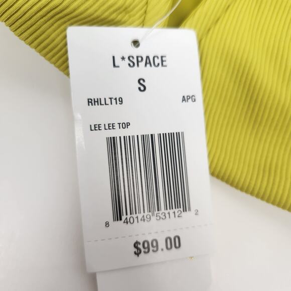 L*Space Lee Lee Bikini Top in Apple Green/Yellow Size Small NWT - Picture 3 of 4